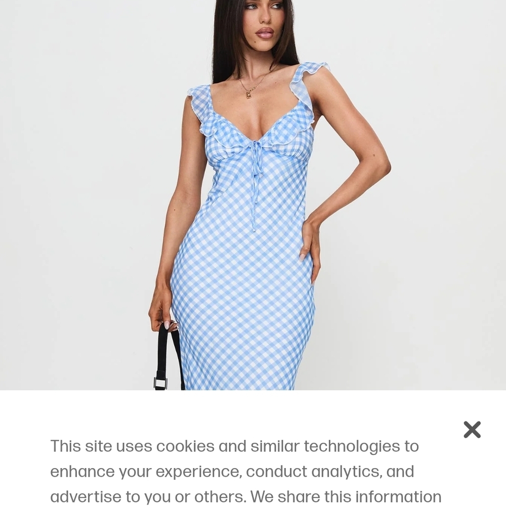 Princess Polly Blue Gingham Maxi Dress